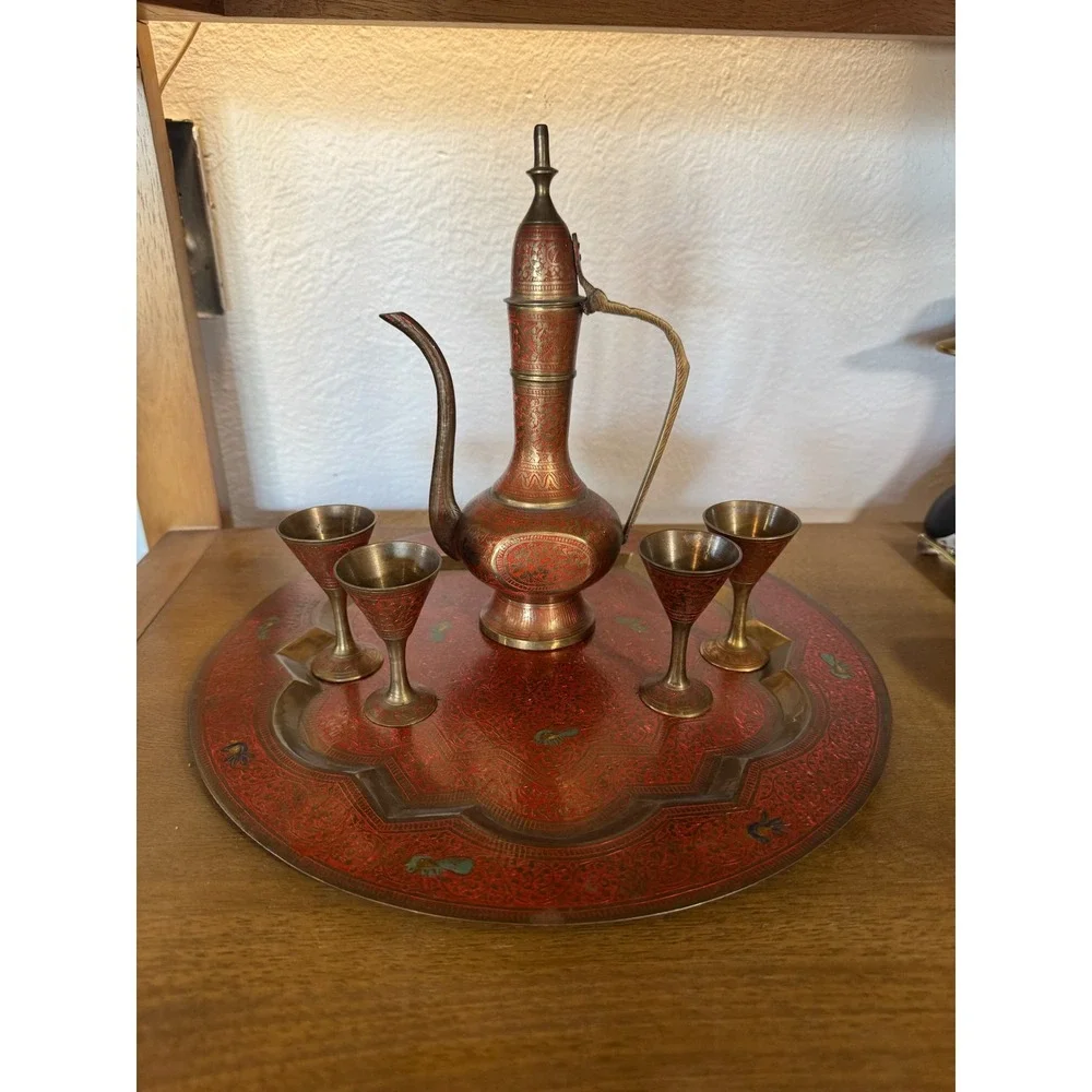 Vintage‎ Dallah Enameled Tea Pot Set